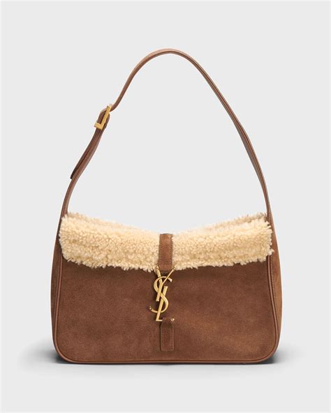 ysl suede shearling bag|ysl shoulder bag beige.